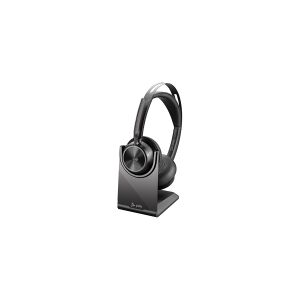 HP Poly Voyager Focus 2-M - Headset - på øret - Bluetooth - trådløs, kabling - aktiv støjfjerning - USB-C - sort - Certified for Microsoft Teams