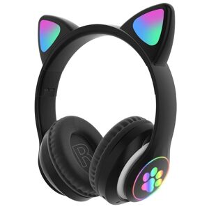 Cute Cat On-Ear Bluetooth Høretelefoner Til Børn - Sort