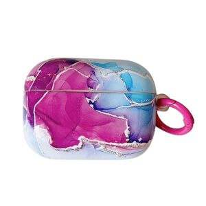 Generic AirPods Pro 2 marble pattern case with buckle - Rose and Blue Pink