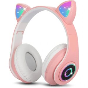 unbranded Trådløse Bluetooth-hovedtelefoner Børnehovedtelefoner Sammenfoldelige Cat Ear-hovedtelefoner med stereomikrofon Bluetooth-pigehovedtelefoner til børn til telefoner PC (Pink)