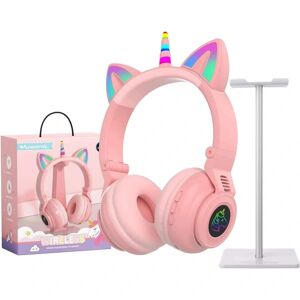 unbranded Trådløse Bluetooth-hovedtelefoner, Børnehovedtelefoner, Foldbare Unicorn Bluetooth-hovedtelefoner (Pink)