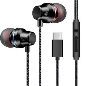 Øretelefon Type-c In-ear Usb-c Hovedtelefoner Kablet headset med mikrofon øretelefoner Black