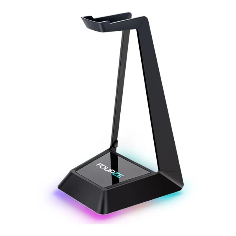 Fourze Headset Stand m. Trådløs Opladning / USB & RGB - Sort