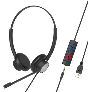 Micro-casque call center filaire Tellur Voice 420, binaural, USB Jack 3.5mm, noir - Neuf