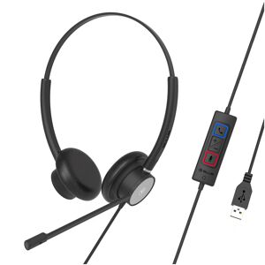 Micro-casque call center filaire Tellur Voice 320, binaural, USB, noir - Neuf