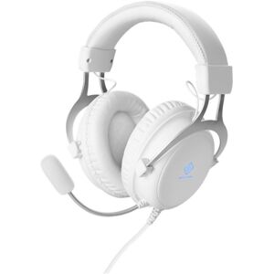 Gaming - WHITE LINE WH85 -  Casque gaming LED, haut-parleurs stéréo 57mm, Cuir PU, PC/MAC/Console/Mobile, Blanc - Neuf