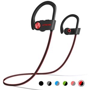 Letscom Écouteurs Bluetooth IPX7 etanches, ecouteurs de sport sans fil Bluetooth 4.1, ecouteurs HiFi stereo anti-transpiration avec micro, casque antibruit pour l'entraînement, la course, la salle de sport - Neuf