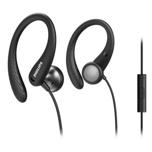 Philips A1105 Écouteurs intra-auriculaires de sport avec crochets auriculaires pour un maintien sûr, des basses profondes, résistant à la transpiration, connecteur 3.5 mm TAA1105BK - Publicité