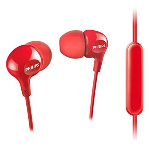 Philips In Ears SHE3555RD/00 Écouteurs intra-auriculaires avec basses (basses riches, microphone intégré, 2 types de capuchons, ajustement parfait, câble renforcé) Rouge - Publicité