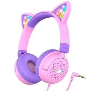 Casque pour enfants - Avec LED - Pliable - Avec câble - Avec microphone  Bluetooth - Pour école /tablette /téléphone portable 