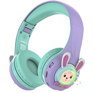 Casque sans fil Bluetooth 5.0 avec lumière LED pour filles, casque