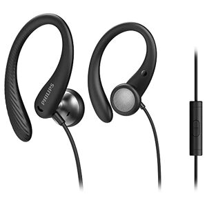 Philips A1105Bk/00 Casque avec Micro, Écouteurs Sport (Arceaux Flexible, Ouverture pour Les Basses, Résistant à la Transpiration Ipx2, Télécommande en Ligne) Noire - Publicité