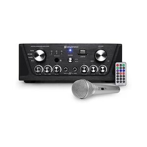 Gefroy Amplificateur Skytronic karaoké noir USB/SD/FM 160W + 1 Microphone filaire silver