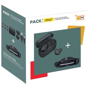 Pack Ecouteurs sans fil à réduction de bruit Jabra Elite 4 Active sport Noir + ceinture Running offerte - Exclusivité Noir - Publicité