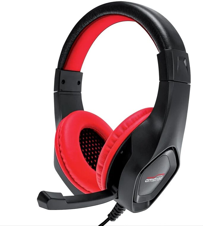 Casque Pro Gamer Amstrad AMS H888 RED 40mm Power Bass avec micro intégré, réglage volume - Neuf