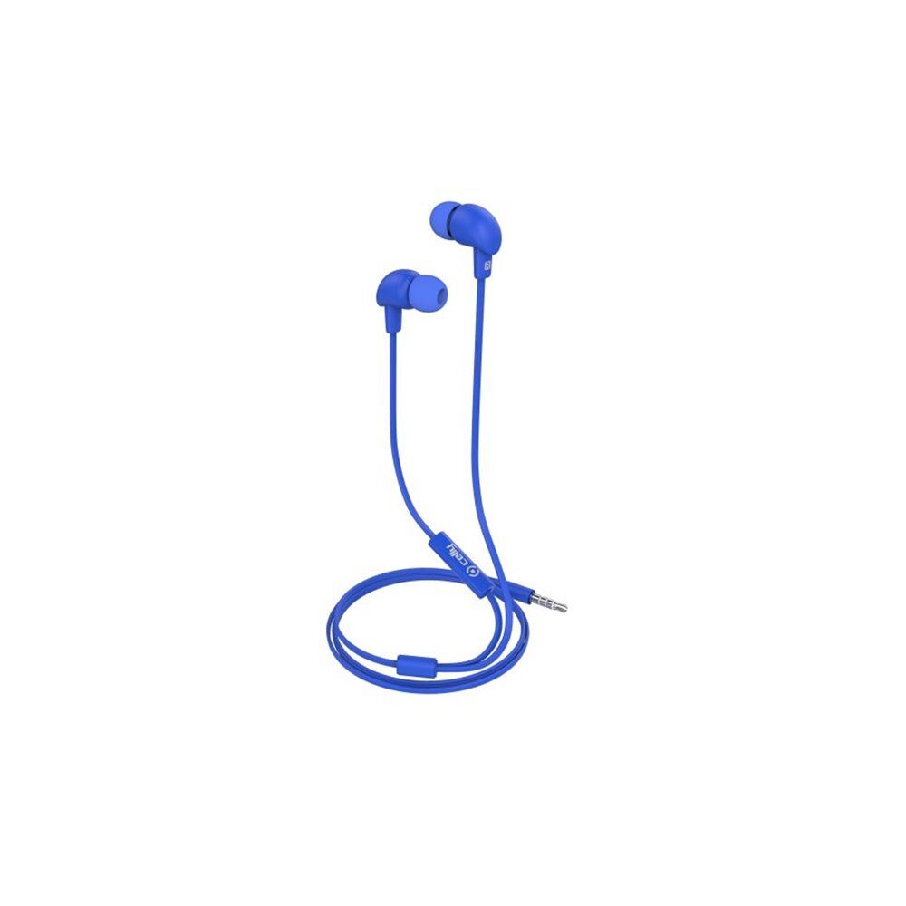 celly ακουστικά up 600 stereo earphone 3.5mm flat cable  - blue