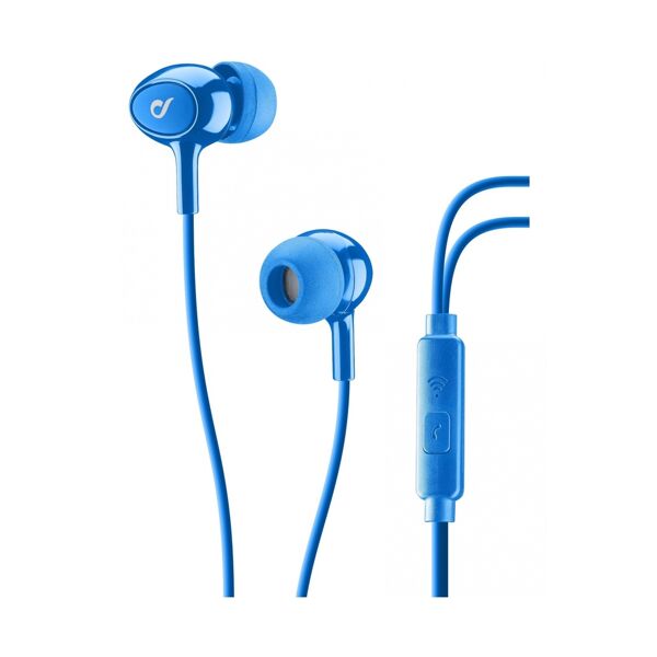 aql cellularline auricolari pump bass in-ear acoustic con microfono blu