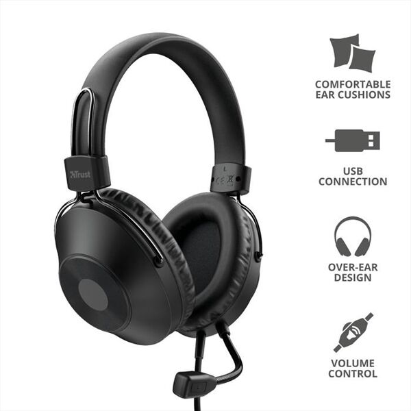 trust ozo usb headset-black