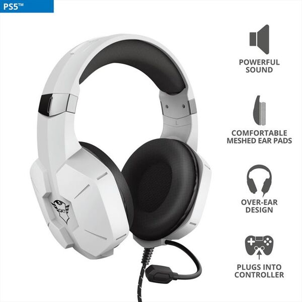 trust gxt323w carus headset ps5-white/black