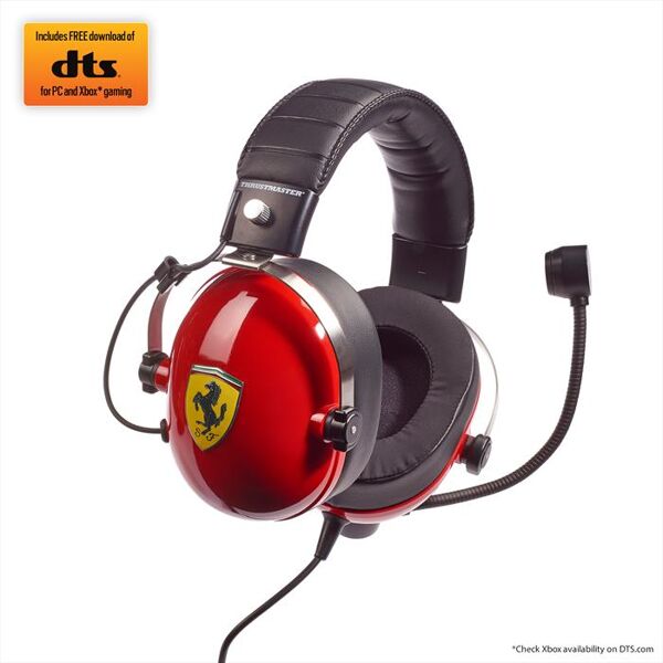 thrustmaster cuffia gamer t.racing scuderia ferrari edition dts-rosso