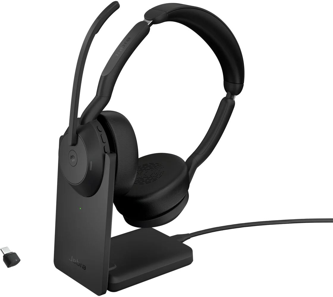 Jabra Cuffia con microfono  25599-999-889 cuffia e auricolare Con cavo senza A Padiglione Ufficio Bluetooth Base di ricarica Nero [25599-999-889]