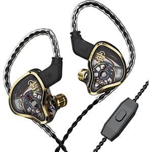  KZ ZSN PRO X Auriculares de doble conductor, auriculares de  sonido estéreo de alta fidelidad con armadura equilibrada y controlador  dinámico ergonómico cómodo (dorado con micrófono) : Electrónica