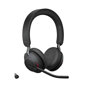 Jabra Evolve2 65 Wireless PC Headset – Noise Cancelling Microsoft Teams Certified Stereo Headphones With Long-Lasting Battery – USB-C Bluetooth Adapter – Black