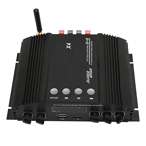 GLOGLOW Ontvanger Power Amp, 4CH Versterker Treble Bass Control voor TV voor Home Theater (EU-stekker 100‑240V)