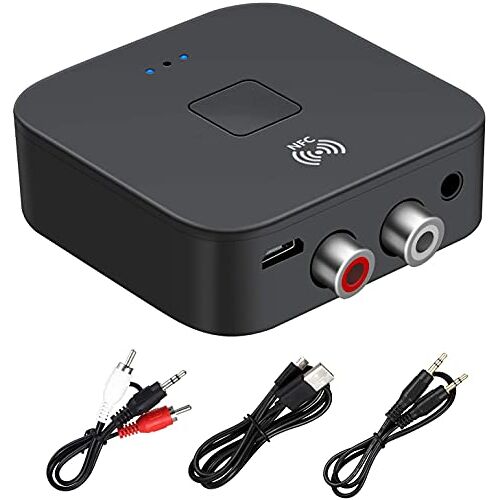 AUELEK 5.0 Bluetooth-audio-ontvangeradapter, 3,5 mm AUX- of RCA-ingangsluidspreker, versterker, autoradio, hoofdtelefoon, stereo-installatie voor thuisbioscoop, ontvangers voor stereo-audiocomponenten