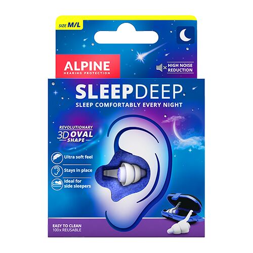 Alpine SleepDeep - Slaap oordopjes   Oordopjes slapen Alpine 27 dB Zeer kleine kans dat de oordoppen uit je oor vallen.