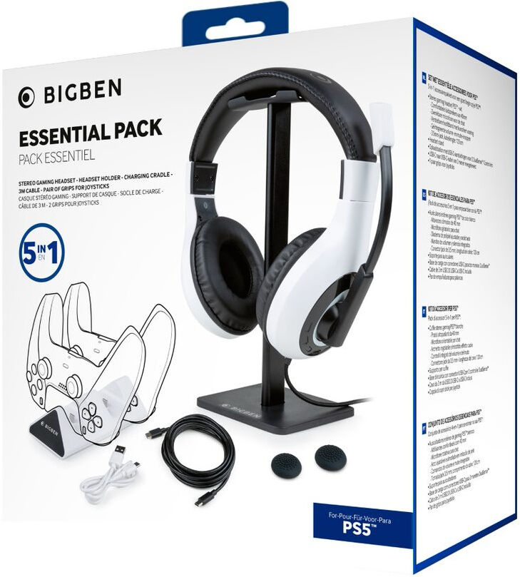 Nacon Essential Accessory Pack  PS5 Headset m/mic & holder, ladekrybbe++