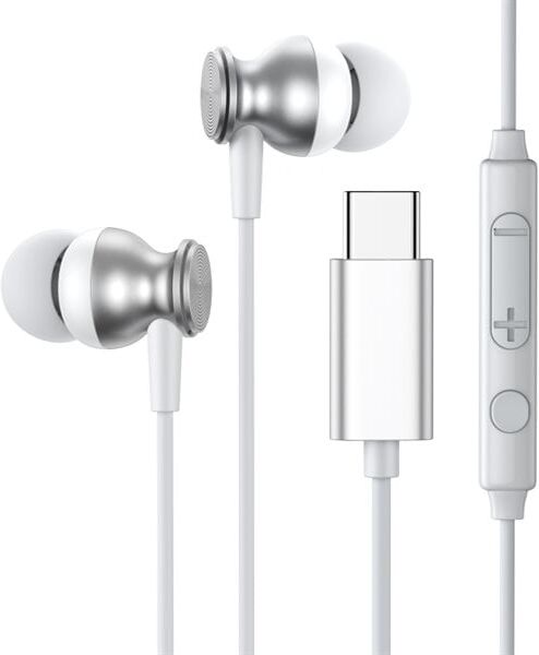 24hshop In-Ear Headset med USB-TypeC & Fjernkontroll Hvit