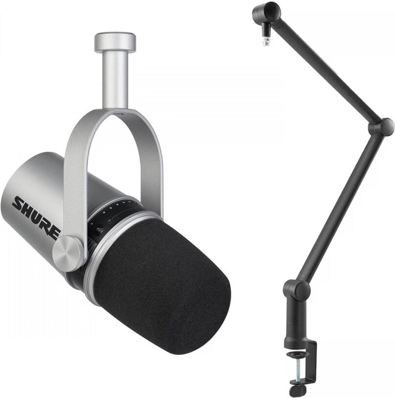 Shure Streaming Bundle MV7 Mikrofon Silver + SLIM Mikrofonarm