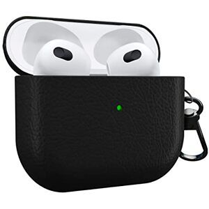 MyGadget Hard Case for Apple Airpods 3rd Generation - Anti-Slip & Shockproof Cover in Synthetic Leather for Bluetooth Earphones - Skin in Black