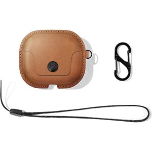 Twelve South AirSnap Gen 3 Leather Protective Case/Cover with Loss Prevention Clip and Optional Carry Strap for AirPods Gen 3, Cognac