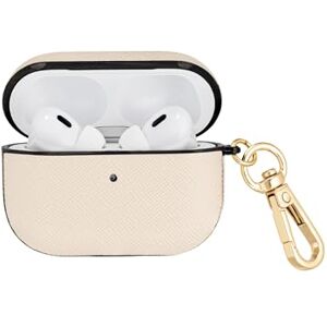 Anne Klein Saffiano Vegan Leather AirPods Pro Case, Off-White