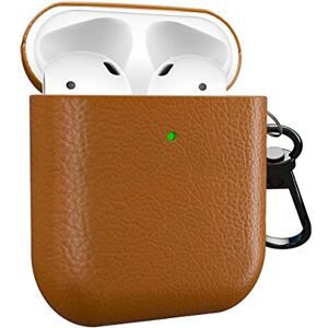 MyGadget Hard Case for Apple Airpods 1st 2nd Generation - Anti-Slip & Shockproof Cover in Synthetic Leather for Bluetooth Earphones - Skin in Dark Brown