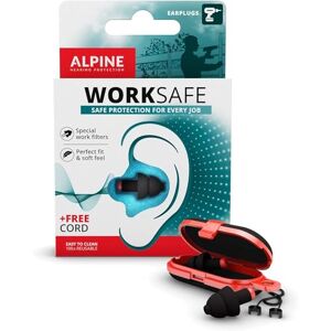 Alpine WorkSafe Ear Plugs Hearing Protection for DIY and Work - Reduce Machine noises and protect ears from Dust - Free Safety Cord - Comfortable Hypoallergenic Material - Reusable earplugs