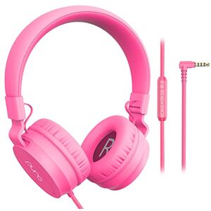 Puro Sound Labs PuroBasic Volume Limiting Wired Headphones for Kids, Foldable & Adjustable Headband w/Microphone, Compatible with Smartphones, Tablets and PC’s (Pink)