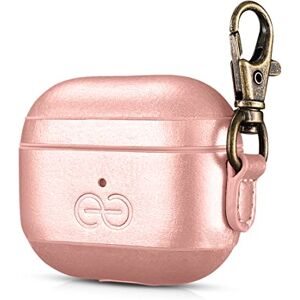 Dreem Om AirPods 3 Case Cover with Keychain Clip for Apple AirPods 3rd Generation, Vegan Leather AirPod Case for Men & Women, Luxury Earbuds Accessory for iPhone - Rose