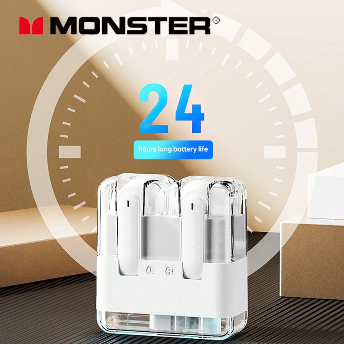 SHEIN Monster XKT12 Gaming Earphones Wireless Headphones TWS HIFI Sound Sports Earbuds Noise Reduction 300mAh White one-size