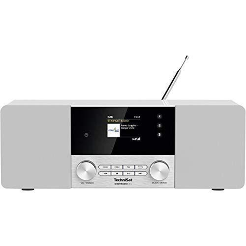 TechniSat Digital Radio 4 C Radio digitale stereo (DAB+, FM, display a colori, Bluetooth, jack per cuffie, ingresso AUX, radiosveglia, display OLED, 20 Watt RMS, altoparlante Elac) bianco
