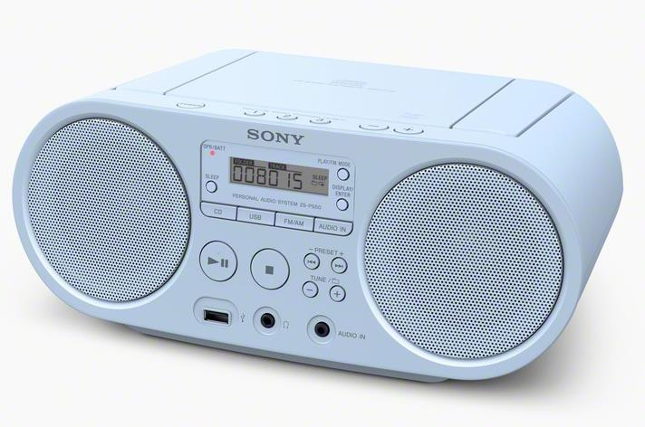Sony ZSP-S50 Stereo Portatile con Lettore CD, Radio FM, Ingresso Aux, USB, Azzurro