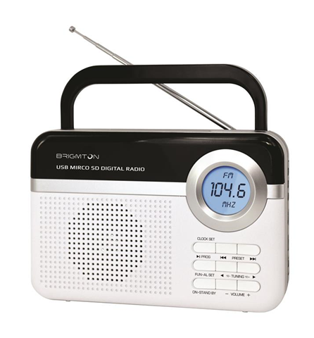 Brigmton BT-251 radio Portatile Digitale Nero, Bianco
