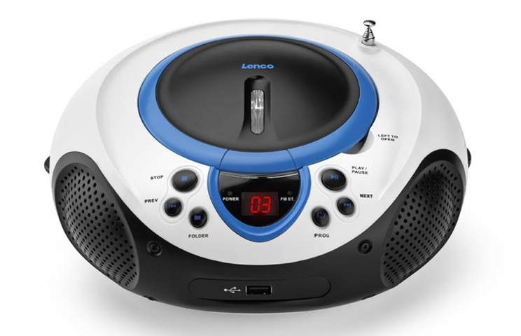 Lenco SCD-38 USB Stereo Boombox, Radio FM, CD/MP3-Player, USB 2.0, Blu