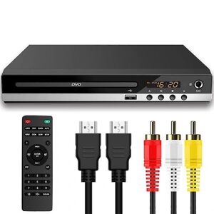 Dvd-afspiller til tv med hdmi, dvd-afspiller, der afspiller alle regioner, cd-afspiller til stereoanlæg i hjemmet, hdmi & RCA-kabel medfølger