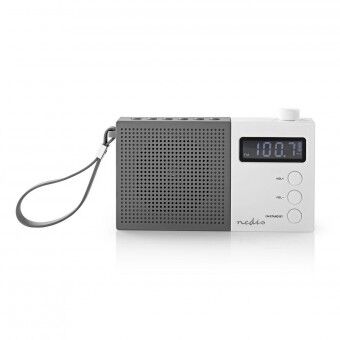 UKW-radio   2,1 W   Ur og alarm   Multifunktionel drejeknap   Grå/hvid