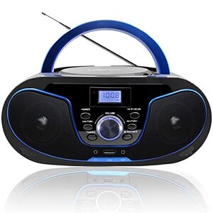 LONPOO Lecteur CD Portable pour Enfants Poste Radio CD Boombox avec FM Radio, Bluetooth, entrée USB, Port AUX et Sortie Casque, Stéréo Haut-parleurs (LP-D02) - Publicité
