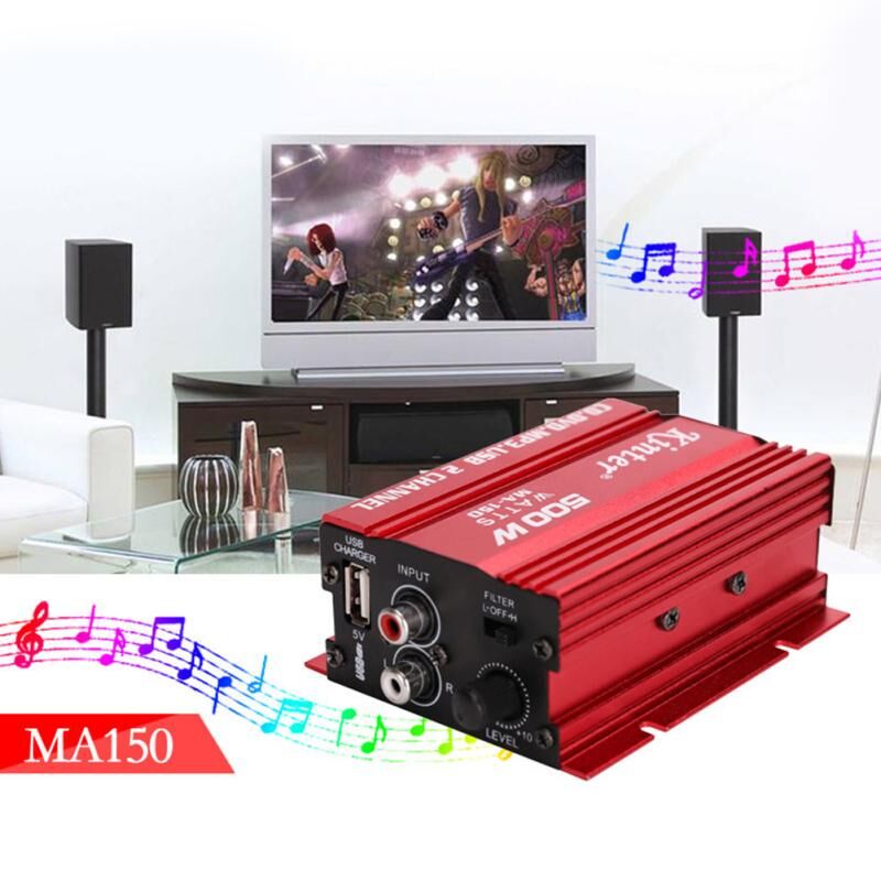 QQs MA150 500W Car Motorcycle 12V 2CH 2 Channel Audio AMP Amplifier Subwoofer
