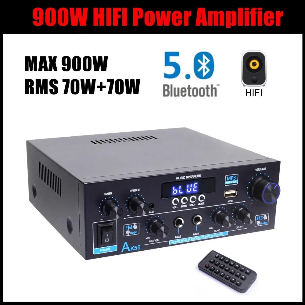 Bobo Life AK55 900W Home Power Amplifier 2.0 Channel Bluetooth 5.0 Hifi Digital Stereo Sound Amplifier 2.0 450W+450W Subwoofer